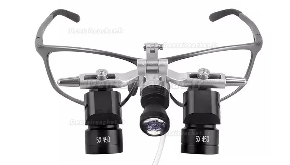 Loupes binoculaires dentaires ergonomiques 5x 48&deg; avec lampe frontale dentaire LED 5W